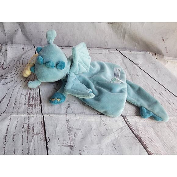 Douglas Baby Dragon Teether Plush Stuffed Animal Toy Security Blanket Blue Sleep - Picture 4 of 7